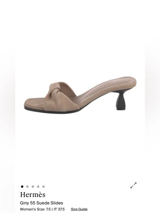 Hermes Ginny 55 Suede Goatskin Sandals in Tan - Picture 2 of 7